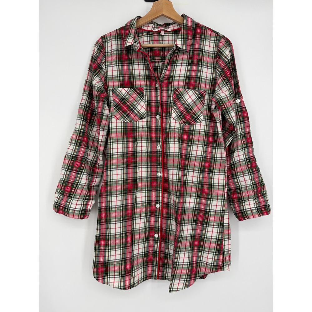 Victoria's Secret Plaid Flannel Pajama Sleep Shirt XS Red - Picture 6 of 11